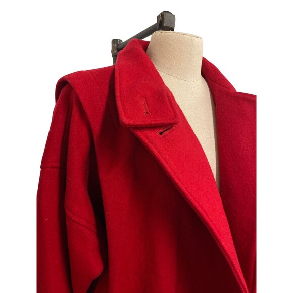 Vintage 1980s International Scene Red Pure Wool Double-Breasted Coat - Picture 4 of 16